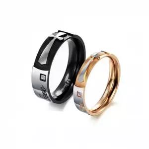 커플 크로스 큐빅링 반지