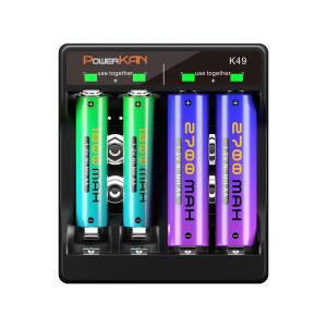 POWERKAN K49 컴팩트 디자인 배터리 충전기(1.2V No.5/7 AA AAA 9V 리튬 이온 배터리용 LED 디스플레이 포