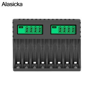 AA/AAA NiCd NiMh 충전지용 8슬롯 스마트 배터리 충전기가 포함된 LCD 디스플레이 AA AAA 충전기