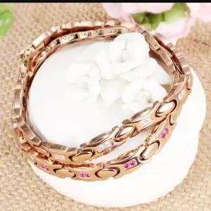 18kgp 티타늄 미니 보석 건강 팔찌-화이트큐빅