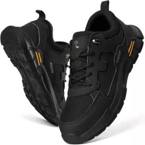 남성용 론두드 복합 토슈즈 블랙 스틸 편안한 미끄럼 방지 작업화 통기성 경량 건설 안전 스니커즈 펑크