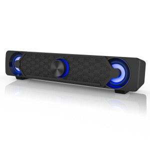 [미국배송] 데스크탑 게이밍 모니터용 소형 컴퓨터 스피커 PC 스피커 유선 USB 전원 쿨 LED 조명 효과가 있는 미니 사운드바