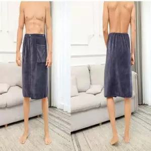 감촉이좋은 남성 홈웨어 앞면 포켓 스커트 목욕 가운