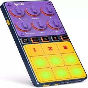 Synido 휴대용 오디오 인터페이스 USB C 무선 충전식 라이브 사운드 카드 DJ 믹서 마이크 내장