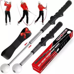 오른손용 VYYOKMU 템포 스틱 골프 팔 밴드가 있는 접이식 스윙 트레이닝 보조 도구 텔레스코픽 클럽 실내외