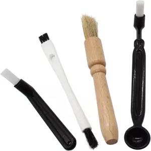 커피 그라인더 클리닝 브러시 에스프레소 머신 키트 나무 손잡이 및 천연 브리스틀 먼지 제거 세트와 스푼