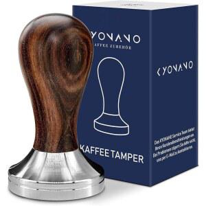 [미국배송] 교나노 에스프레소 액세서리 - 51MM 커피 탬퍼 프레스 스테인리스 스틸 베이스와 차케이트 프리토 나무 손잡이가 있는 핸드