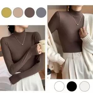 [옷은날개] 골지니트 간절기 목보호 코디 패션 반폴라 티셔츠