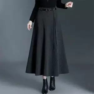 스커트 롱 여친 모직 오피스룩 겨울 A라인 러블리 플리츠 도톰 슬림핏 다올4