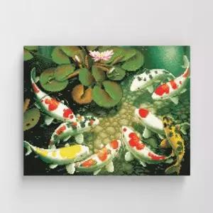 명화풍경 연못속의 잉어 보석십자수 캔버스 40x50cm