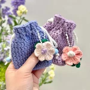 수제 고급 미니 뜨개 파우치 뜨개질 에어팟 케이스