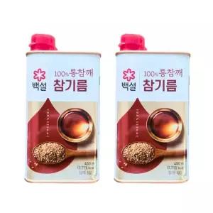 백설 100% 통 참깨 참기름 450ml 캔 x2개