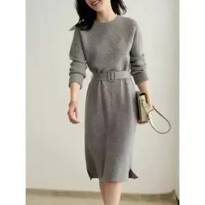 여자 니트 원피스 치마 가을 이너 데일룩 럭셔리 정장 코트 스웨터 벨트 겨울기장 DAOL4