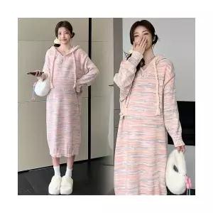 여자 치마 니트 캐주얼 러블리 임부복슬림핏 후드 도톰 스트라이프 마더 다올4