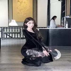 원피스 스커트 여친 블랙 러블리 레이스 벨벳 프렌치 트임 다올4