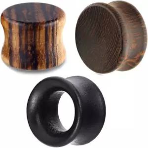 TIANCI FBYJS 3쌍 귀용 게이지 우드 새들 핏 솔리드 귀걸이 플러그 더블 플레어 나무 이어 터널 스트레처