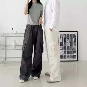 [SBD] 남녀공용 스트링 와이드 캐주얼 팬츠 카고바지 포인트