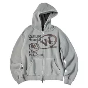 트래블 TRAVEL 컬쳐 하우스 후드 집업 멜란지 그레이 TRTVAWHZ54UC4 140117