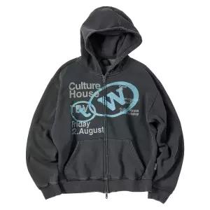 트래블 TRAVEL 컬쳐 하우스 후드 집업 블랙 차콜 TRTVAWHZ54UC5 140121