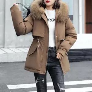 캐주얼야상점퍼 탈부착 가능한 퍼트리밍 세련된스타일 따숩 미디 패딩