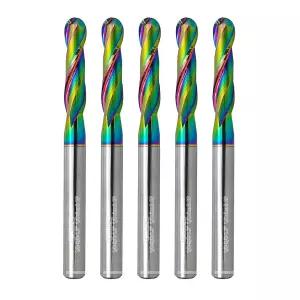 WEXWE 공구 볼 노즈 카바이드 엔드 밀 DLC 코팅 알루미늄 및 목재 절단용 CNC 절삭 3D 조각 플루트 라우터