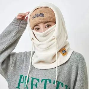 여자 캠핑 룩 겨울 플리스 후드 바라클라바 넥 워머