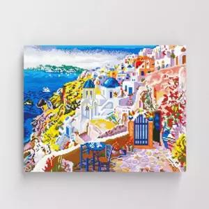 명화풍경 산토리니 브런치 보석십자수 캔버스 40x50cm