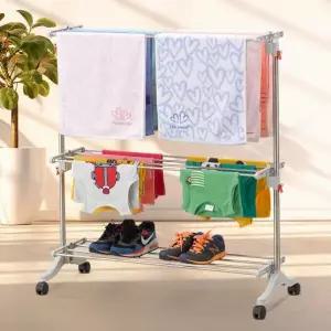 [아트박스]/보노하우스 루미에 3단 높이조절 스텐 빨래 건조대 이동식 바퀴