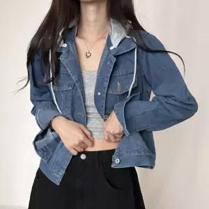 탈부착 여자숏자켓 여성린넨자켓 캐주얼 데님 후드 여성정장자켓