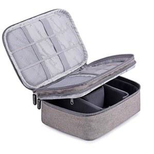 로운연 메이크업 트레인 케이스 여행용 가방 방수 휴대용 화장품 정리함, 브러시용 칸막이 포함, 세면도구 주얼리 디지털 액세서리 (회색 스몰)