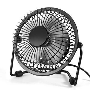 AMKEN 소형 책상 선풍기, USB로 구동되는 4인치 USB 360 회전 - 침실, 사무실, 테이블용 선풍기 금속 구조의 초조용한 개인용 냉각