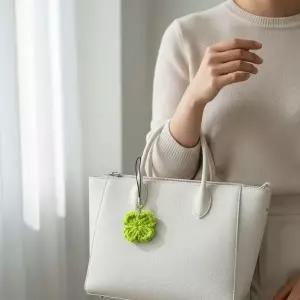 행운의 니트 네잎클로버 핸드메이드 스트랩 가방 고리 키링 참장식