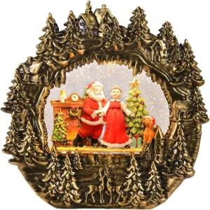 크리스마스 스노우 글로브 랜턴 워터 글리팅 산타클로스 8곡의 음악 및 6시간 타이머 USB 배터리 축제 장식