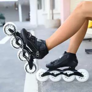 성인용 인라인 스케이트 레이싱 킥보드 휠 블랙 프로