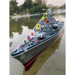 Sccgym 23.6인치 원격 조종 군함 전함 10km/h 4WD 2.4G RC 조종함 1:390 스케일의 워터 레이크 풀 전시 모델 14Y+