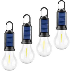 모도아오 태양광 텐트 조명 USB 충전식 LED 캠핑 랜턴, 캠핑, 크리스마스, 장식, 비상, 손전등(1개) (4개)을 위한 클립 후크가 달린 야외 걸이 전구