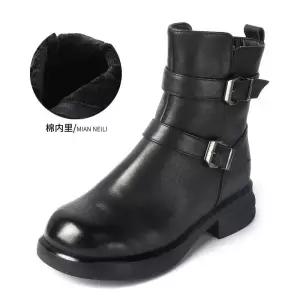 빈티지 추동 여자 가죽 웨지힐 플랫워커 미들 워커 리얼 아이템 트렌디 부츠 신발 통굽 HT4