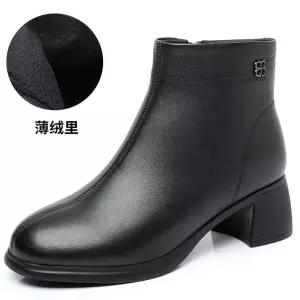 여성용 겨울 빈티지 미들굽 신발 트렌디 플랫워커 기모 년 라운드컷 편안한 아이템 통굽 워커 앵클부츠 리