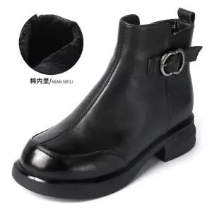 여자 동계 빈티지 옆지퍼 아이템 내피 트렌디 워커 부츠 신발 통굽 쿠션 플랫워커 HT4