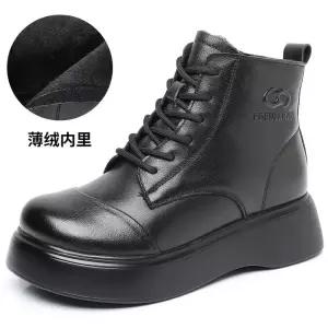 가을 빈티지 겨울 여친 면 신발 라운드 워커 부츠 앵클 트렌디 소프트 스트랩 통굽 송편 아이템 플랫워커