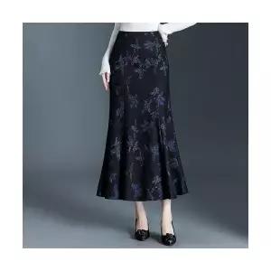 여성 트렌디 아이템 스커트 정장 모직 머메이드 가을겨울 롱 힙색 치마 잔꽃 겨울 HT4