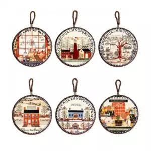 도자기 냄비받침 클래식 패턴 주방 테이블 보호 고리형 인테리어 소품