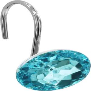 지벨 샤워 커튼 후크 다이아몬드 모양의 링 아크릴 장식 라인스톤 블링 롤링 욕실 액세서리 12종 세트