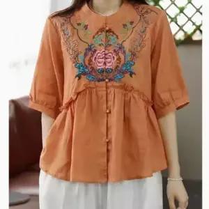 여자 루즈핏 빅사이즈 린넨 무지데님 면과 상의 셔츠 혼방 원템5