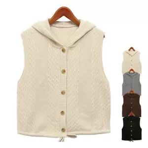 4컬러/가을니트 후드조끼/미시/여성 후드베스트/스트링/레이어드