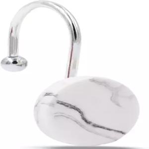 캔디그리드 샤워 커튼 후크 장식 화이트 녹 방지 스테인리스 링 12개 세트 욕실 막대용 행거 마블