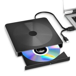 USB 3.0 & Type-C가 장착된 노트북용 외장 CD/DVD 드라이브, DVD CD 버너, 디스크 리더, PC와 호환되는 경량 Windows Mac OS Linux