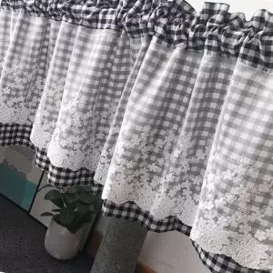 돈에이치 블랙 체크 커튼 106x45cm 주방창문커튼