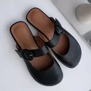 어글리 라운드 발등 버클 스트랩 메리제인 뮬슬리퍼4fY llx7+7hsF