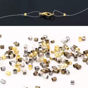 500 개/몫 골드 컬러 구리 크림프 엔드 비즈 직경 1.5 2mm 스토퍼 스페이서 DIY 쥬얼리 만들기 용품